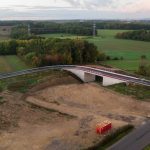 View of the OA11 road bridge. The new railway line and the bike path will pass below.
