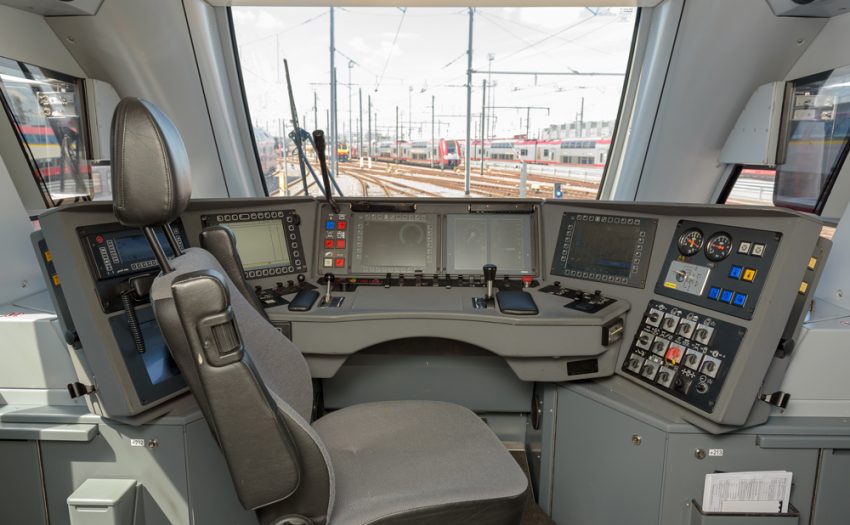 The view of a train driver, the cab of a KISS