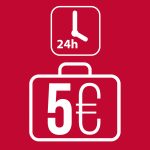 Service de consigne = 5 euros /unité/ 24h pour déposer au service de consigne