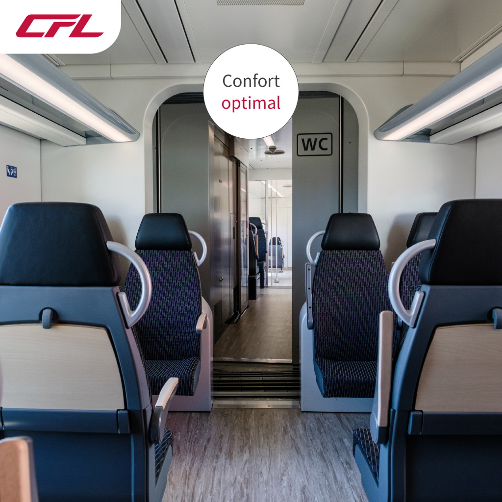 Présentation des nouveaux trains Coradia des CFL. L'intérieur spacieux des nouveaux trains.