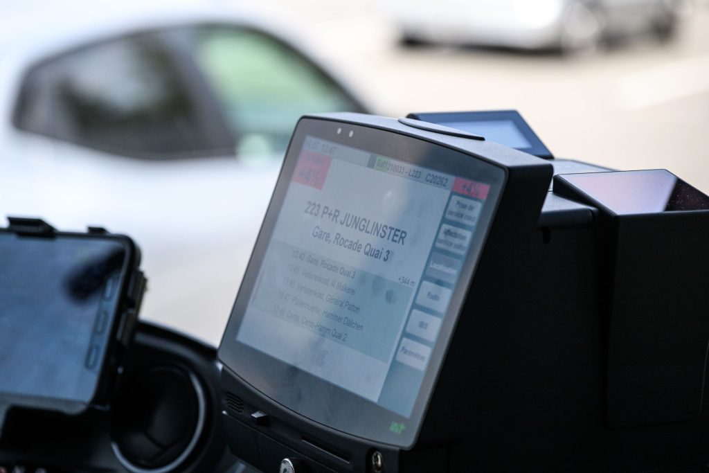 Photograph of the control screen for the driver.